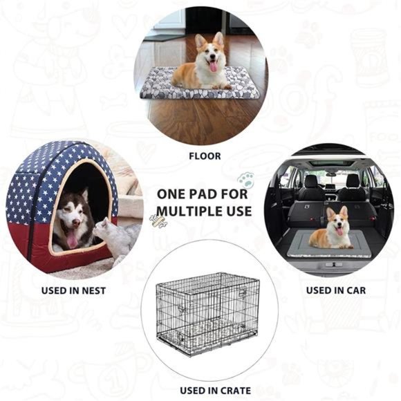 Dog Crate Pad Bed Mat Reversible (Warm & Cool), Soft Pet Sleeping Mat Dog Bed - Picture 5 of 7